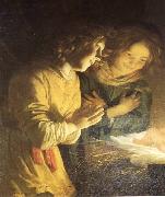 HONTHORST, Gerrit van Adoration of the Child (detail) sf oil painting